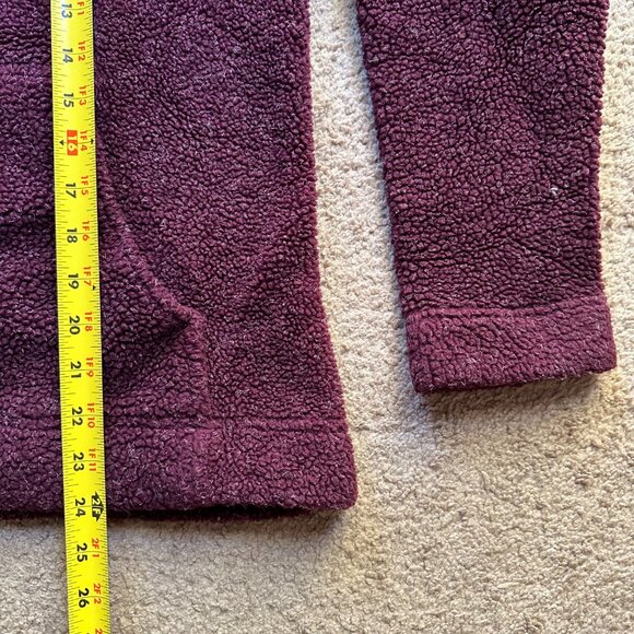 Cabelas Sweatshirt Womens Large Hoodie 1/4 Zip High Pile Maroon Red Pockets - Picture 9 of 11